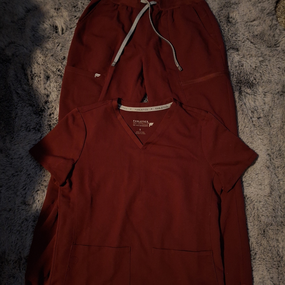 Fabletics Dark Red Scrubs Set